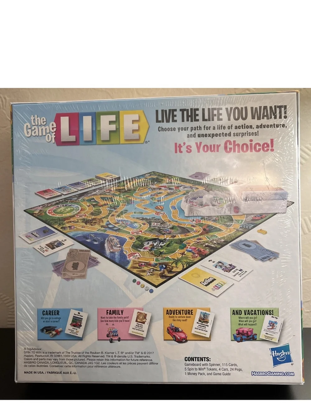 Hasbro The Game of LIFE Board Game - Pink, Blue, Yellow, Green, Red